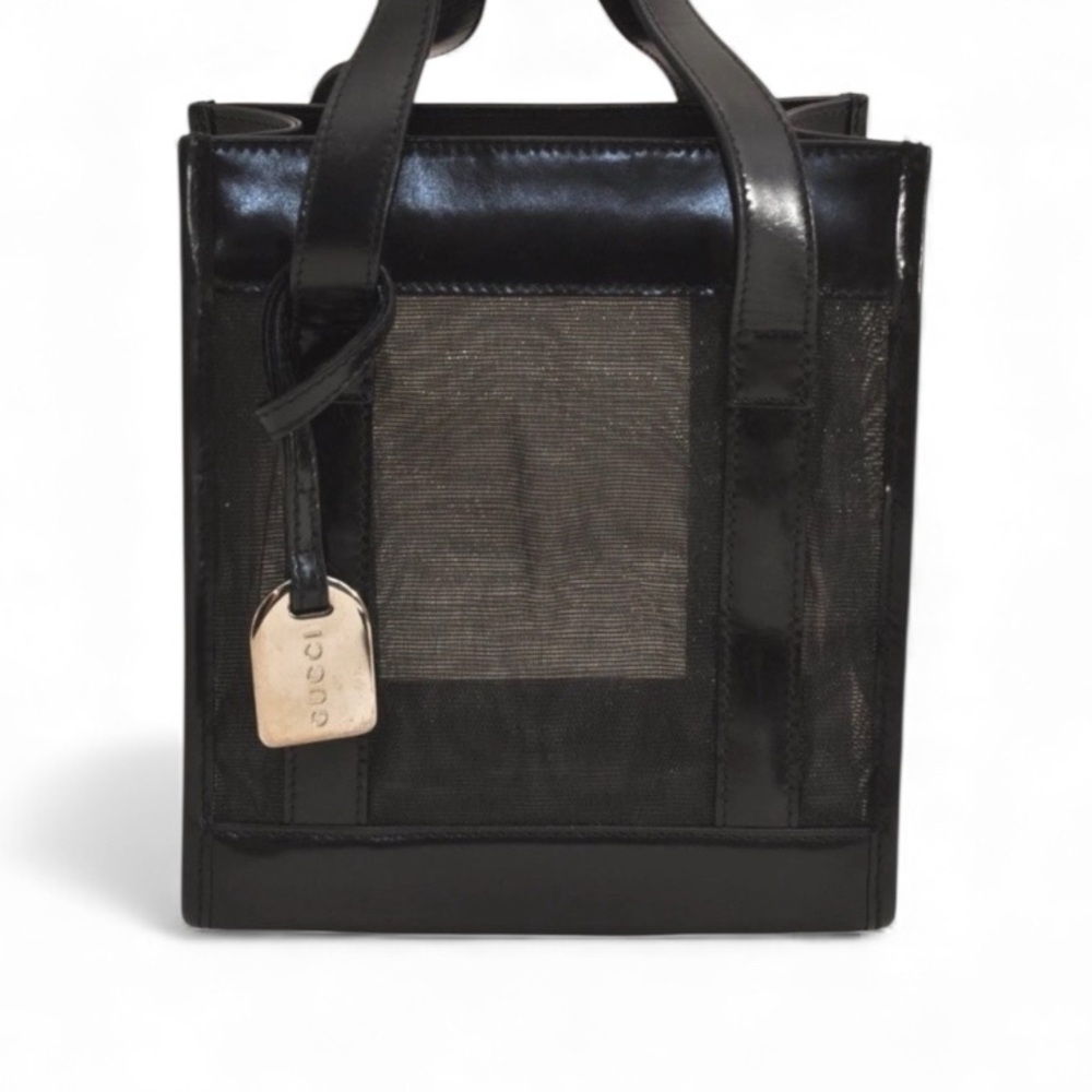 Gucci Black Mesh Tote Bag with Pouch EUC - Picture 3 of 16